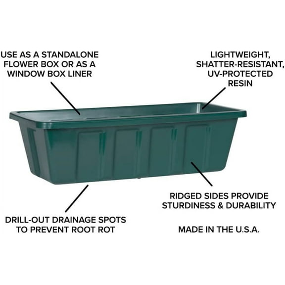 Polly Pro Rectangular Window Box [Set of 2] Color: Dark Green, Size: 5" H x 8" W x 18" D
