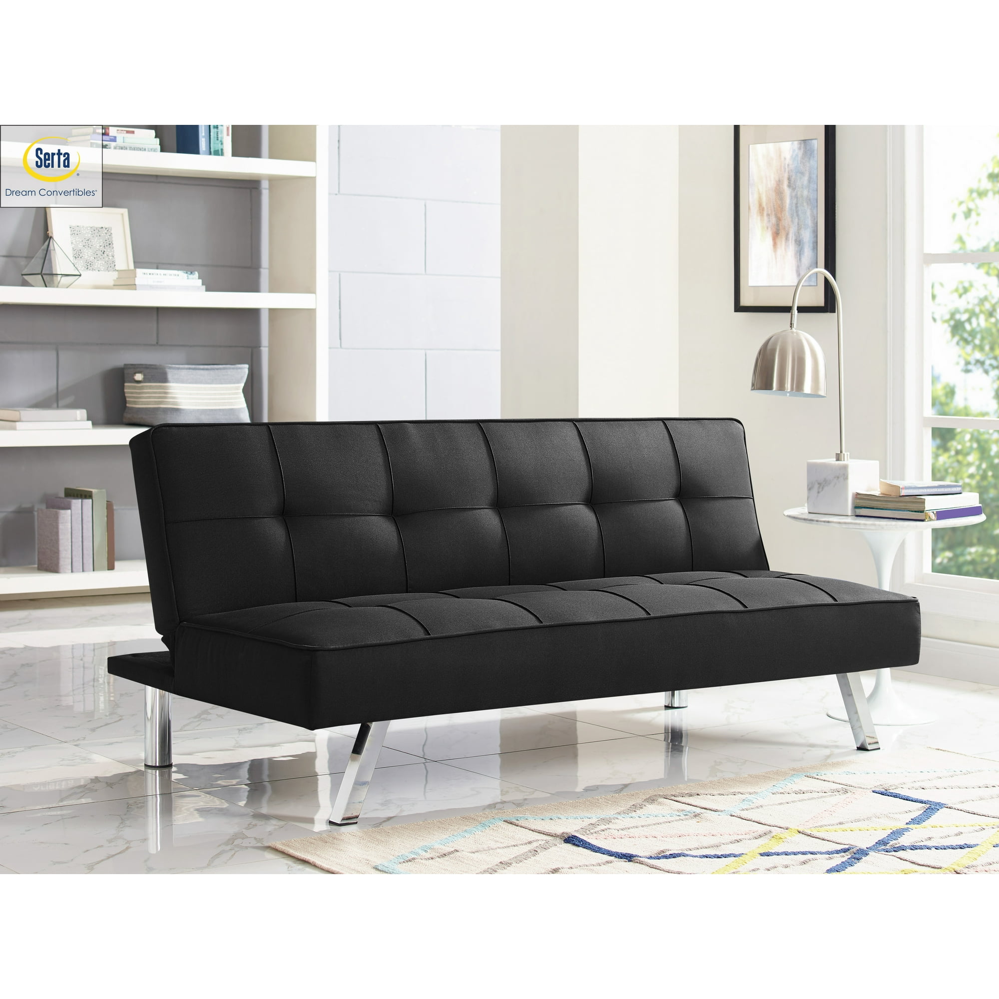 Serta Chelsea Modern Full Futon, Black Fabric