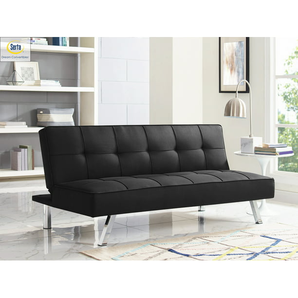 Serta Chelsea 3 Seat Multi Function Upholstery Fabric Futon Black Walmart Com Walmart Com