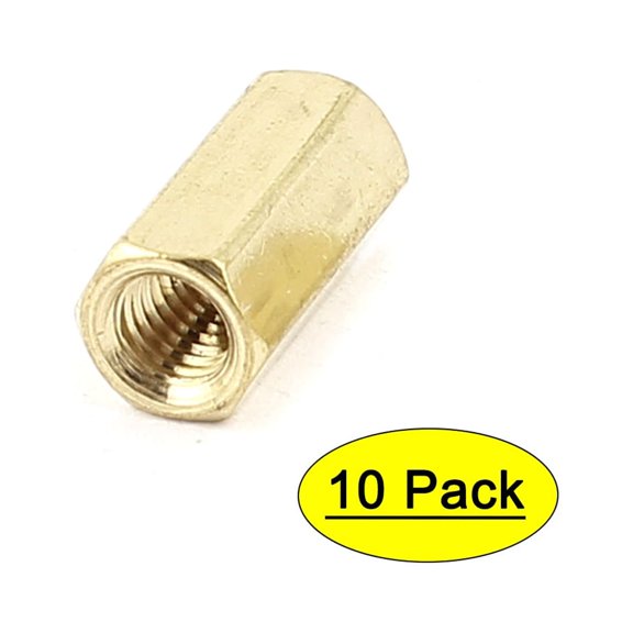 M3 x 10mm Female/Female Thread Brass Hex Standoff PCB Pillar Spacer 10pcs