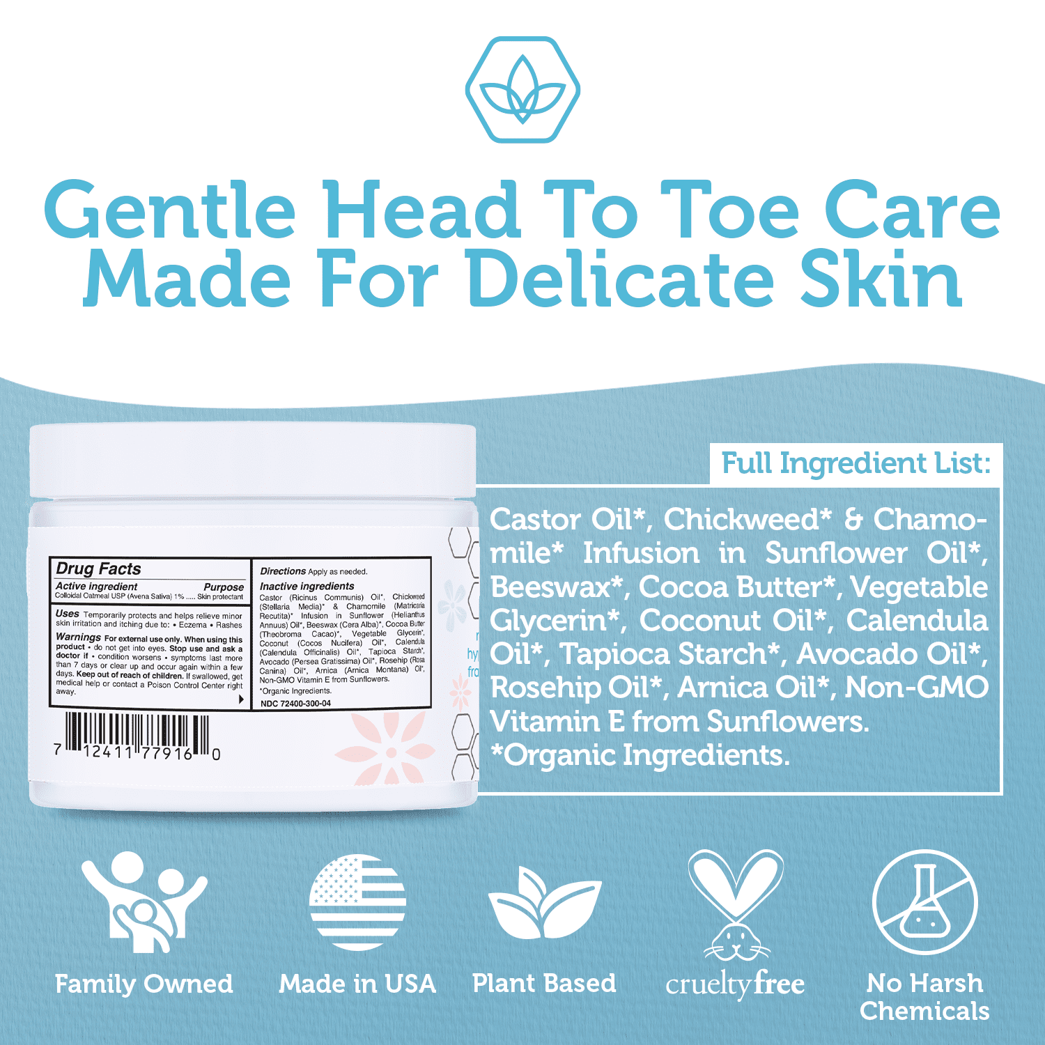 Era Organics Healing Ointment for Babies - USDA Certified Organic Natural Gentle Moisturizer for Sensitive Skin Prone To Baby Eczema, Cradle Cap, Rashes, Hives & More Super Balm 4 Ounce