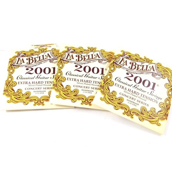 La Bella Guitar Strings  3 Pack  Extra Hard  Silver Plated  Classical  2001