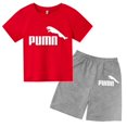 thumbnail image 3 of Conjunto de dos piezas de camiseta y pantalón corto de algodón con estampado informal de moda de verano para niños y niñas de 2 a 12 años, 3 of 5