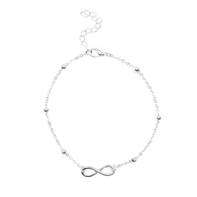 Qarigey Tobillera para niñas, adorno de joyería, cadenas para pies para decoración de vestidos, plata en forma de 8 Type3 NO3