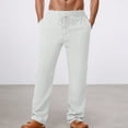 thumbnail image 4 of Sweatpants for Men 2025 Linen Breathable Straight Leg Loose Drawstring Joggers with Pockets Mens Casual Pants Trousers, 4 of 5