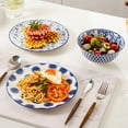 thumbnail image 5 of Vintage Blue Ceramic Salad Plates Set - 8.5 Inch Round Dessert Dishes for Kitchen, Microwave Oven Dishwasher Safe, Scratch Resistant Porcelain, Set of 6, 5 of 8