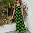 thumbnail image 6 of Saint Patrick Clover Womens Night Club Maxi Dress V Neck Sleeveless Bohemia Long Dresses, 6 of 9