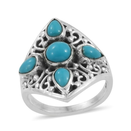 Promise Ring 925 Sterling Silver Mix Sleeping Beauty Turquoise Size