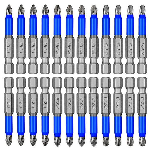 Juego de Puntas de Destornillador Antideslizantes MagnéTicas, 24 Piezas PH1 PH2 PH3 PZ1 PZ2 PZ3 VáStago Hexagonal de 1/4 Pulgadas