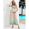 thumbnail image 2 of OYang Women's Maternity Dresses Boho Strapless Summer Casual Floral Maxi Dress Green&Yellow-S, 2 of 7