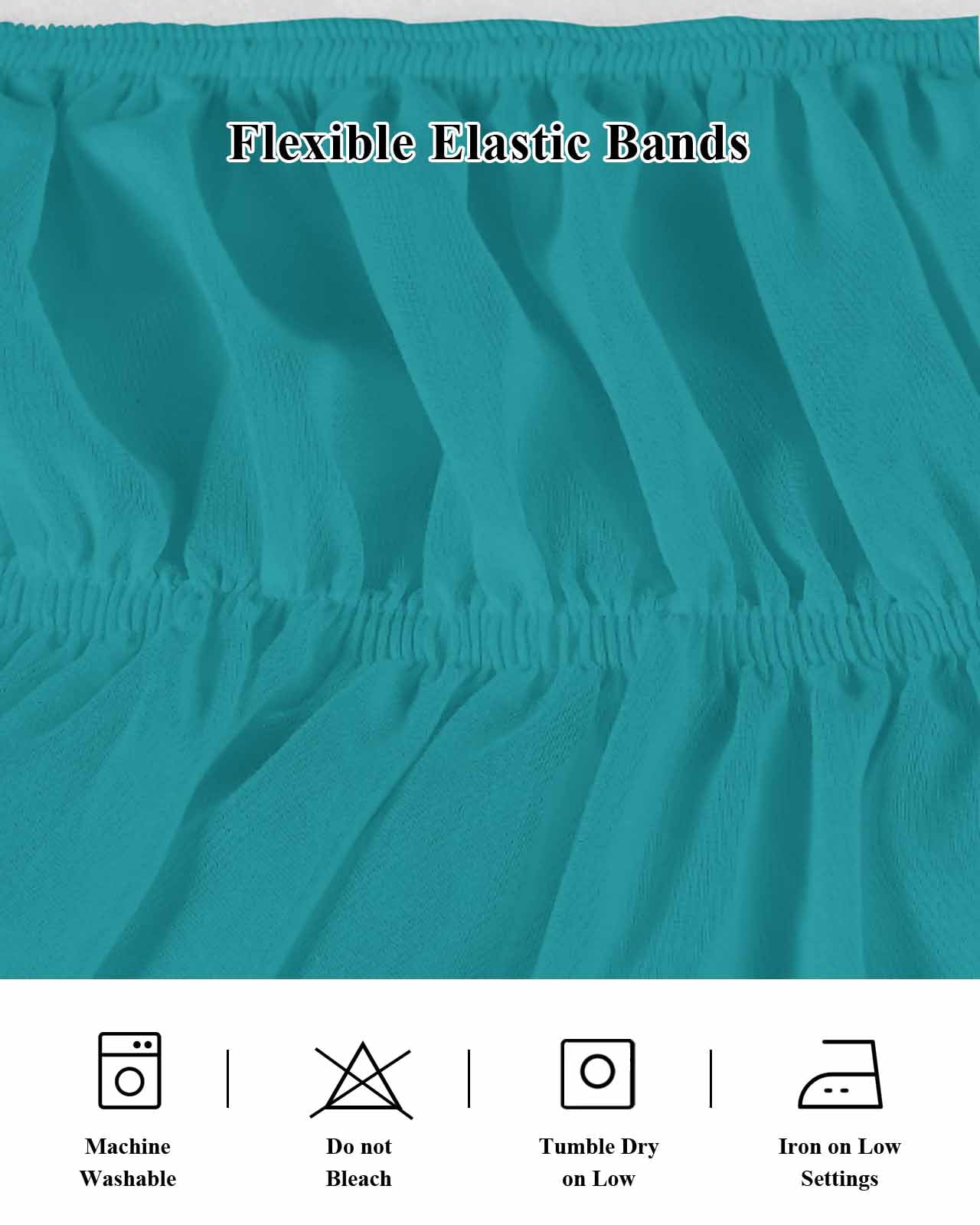 Teal Bed Skirt Solid Color Bed Skirts Queen Size 16 Inch Drop, Wrap Around Dust Ruffle&nbsp;Bedskirt with Adjustable Elastic Belt for Queen Size Beds