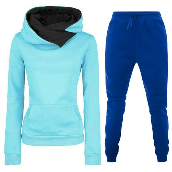 IROINNID Tracksuit For Women 2 Pieces Set Deals Fall Winter Outfits Sports Tracksuits Long Sleeve Pullover Hoodies Pants Suit Sport Outfits Set,Blue
