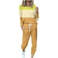 thumbnail image 3 of Ahuyic Womens 2 Pieces Sets,Womens Long Sleeve Round Neck Top and Pants Set Block wear Yoga Out, 3 of 5