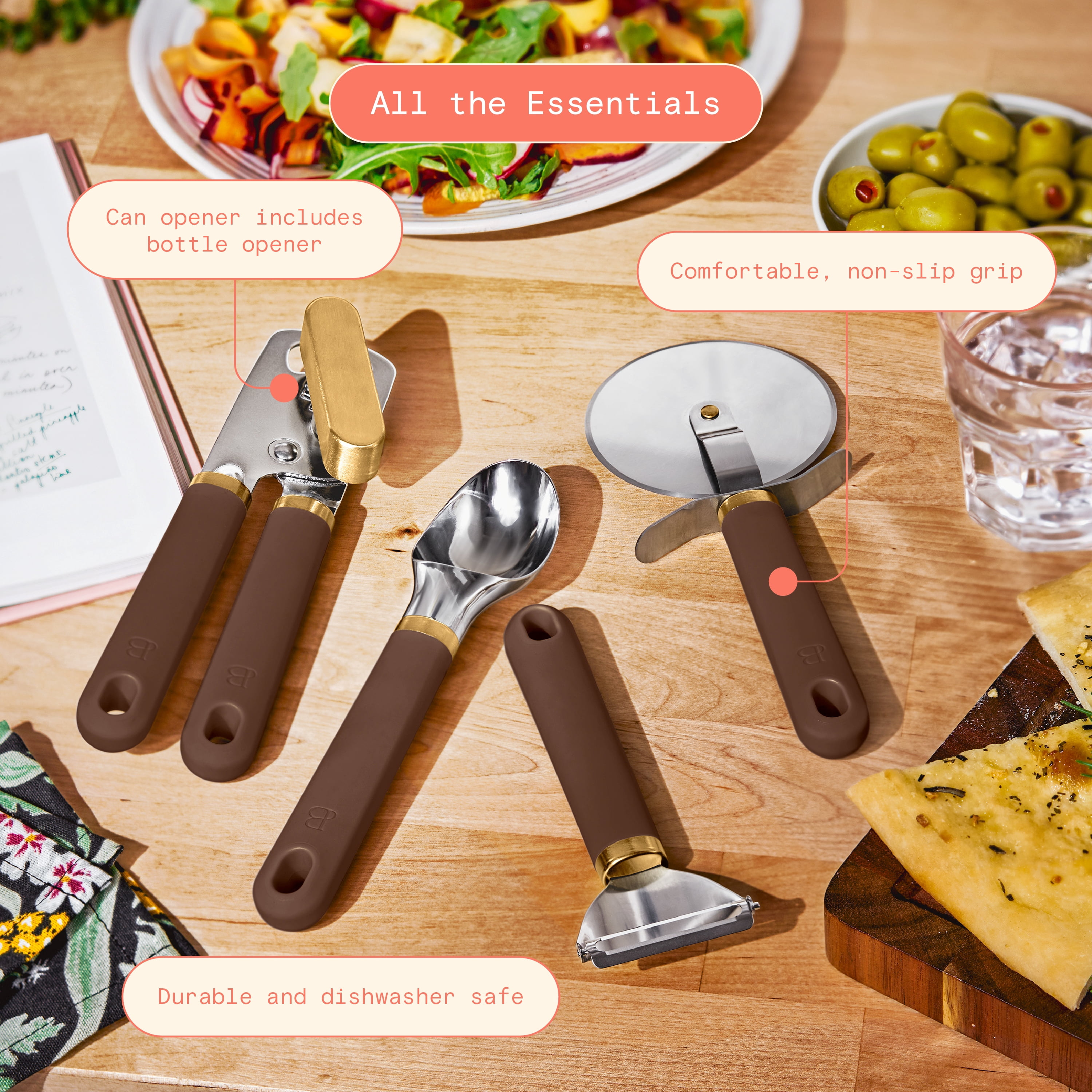 Beautiful 4-Piece Essentials Gadget Set, Chocolate by Drew Barrymore