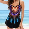 thumbnail image 2 of Tankini Swimsuits for Women Plus Size Print Strappy Back Set Two Piece Swimdress Bathing Suits, 2 of 7