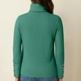 thumbnail image 3 of Women's Turtleneck Sweaters Fall Fitted Long Sleeve Pullover Sweater Ribbed Knit Basic Tops Green 2XL, 3 of 5