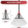 thumbnail image 4 of AEASKIEY Adjustable Leaf Rake with Expandable Head 8-17'', 60'' Long Handle Garden Rakes for Lawns, Heavy Duty for Gardening RV Camping, Red, 4 of 7