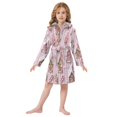 thumbnail image 6 of FORMRS Niños Bathrobe Unisex Hooded Robe Soft Plush Pajamas Sleepwear, Size 10-12T, Pink Gingerbread Houses, 6 of 7
