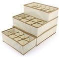 thumbnail image 5 of Simplized Closet Underwear Organizer, 4 Pack, Beige | Collapsible Foldable Cloth Storage Box, Dresser Drawer Organizer Divider Set Cube Basket Bins Containers for Lingerie, Clothes, Bras, So, 5 of 6