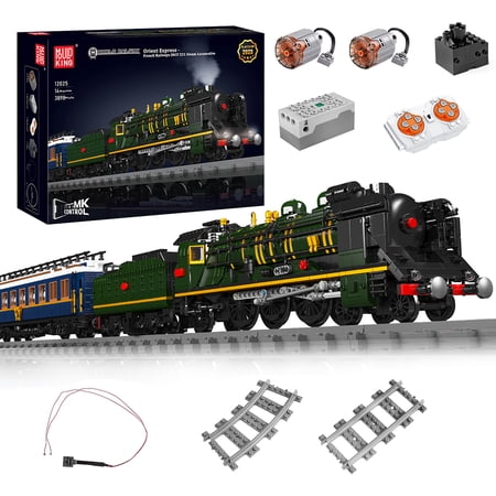 Mould King 12025 Technology Remote Controlled Steam Locomotive Building Block SNCF 231 of Orient Express French Railways Train Blocks Set with LED Lighting