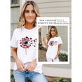 thumbnail image 4 of QAFOPEH Women Dandelion Love Heart Printed Crewneck Short Sleeve Top, 4 of 7