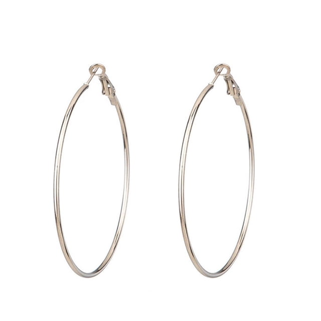 1 Paire de Boucles d'Oreilles Créoles Bijoux pour Femmes Style Simple Exquis Pendentifs Ronds Accessoires de Mode Décors d'Oreilles pour Décoration Argent 7cm