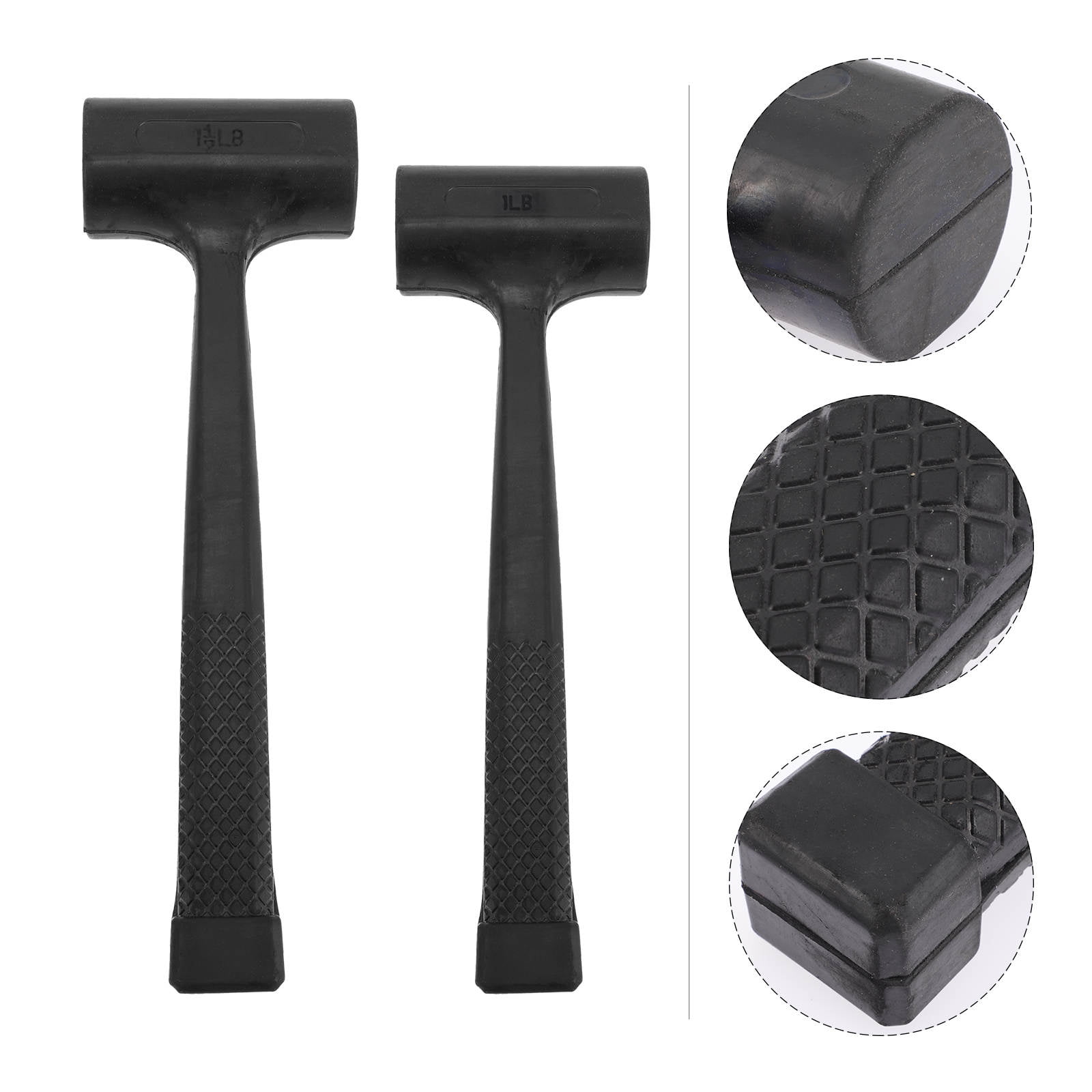 WHAMVOX Rubber Hammer with Antislip Design for Home Use Black Rubber and Steel Material 2 Pcs