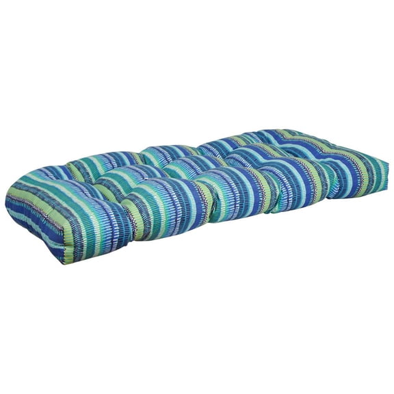 Blazing Needles Outdoor Rounded Back Loveseat Cushion, 42" x 19", Baranquilla Curacao