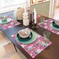 thumbnail image 6 of Placemats Set Of 4 / 6, Feminine Pink Cute Rabbit Flower Placemats For Dining Table Indoor/Outdoors Heat Resistant Washable Placemats 18" X 12", 6 of 8