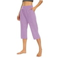thumbnail image 2 of Weiqiqre Capri Pants for Women Summer Casual Workout Capri Straight Leg Exercise Lounge Pants with Pockets, 2 of 7