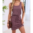 thumbnail image 6 of Women'S Waffle Knit Tank Dress Sleeveless Square Neck Casual Summer Outfit Brick Red S, 6 of 9