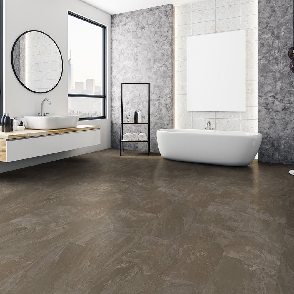 Greenbrier 25625 12" Wide Luxury Vinyl Stone Look Tiles 0.5 Mm Wear Layer - Silver