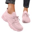 thumbnail image 2 of Women Breathable Knit Lace Up Walking Sneakers, Thick Cushioned Sole Lightweight Daily Commute Casual Outdoor Footwear Pink 6, 2 of 7