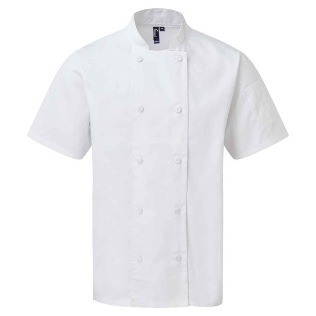 Premier - Chaqueta de Chef Coolchecker de Manga Corta para Adultos Unisex (Blanco)
