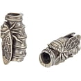 thumbnail image 2 of 2Pcs Brass Beads Cicada Knife Lanyard Beads Large Hole Antique Silver Column Spacer Beads Vintage Round Craft Beads for Knife Zipper Pull Jewelry Charms 6mm Hole, 2 of 9