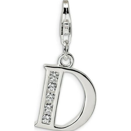 Leslies Fine Jewelry Designer 925 Sterling Silver CZ Letter D w/Lobster Clasp (12x33mm) Pendant