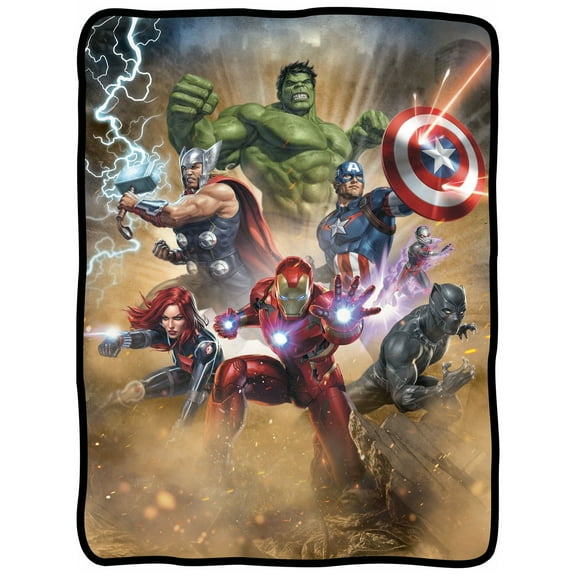 Marvel Avengers Defenders of Earth Blanket 46" X 60" Flannel Fleece Throw