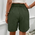 thumbnail image 5 of Costeam Womens Solid Color Elastic Waist Straight Leg Bermuda Shorts Soft Wrinkle Resistant Fabric Mid Rise Relaxed Fit Mid Knee Length Casual Everyday Wear Short Bottoms, 5 of 7