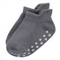 thumbnail image 2 of Touched by Nature Baby and Toddler Boy Organic Cotton Socks with Non-Skid Gripper for Fall Resistance, Solid Black Gray, 4-6 Toddler, 2 of 5