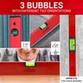 thumbnail image 3 of PROMAKER 18 inch Level, Magnetic Level with 180° 90° 45° bubbles, Shock Resistant, Aluminum Body, Level Tool with Overhead Viewing for Comfortable read PRO-NV030, 3 of 6