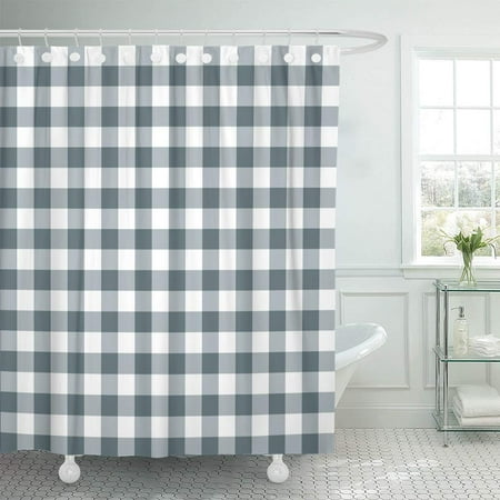 Grey Bathroom Shower Curtains KSADK Blue 50S Tablecloths Gray Gingham Plaid Retro Abstract Breakfast Check Bathroom Shower Curtain 60x72 inch ()