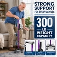 thumbnail image 4 of HEALTHBAZAAR Quad Cane Walking Cane for Women & Men for Balance Stability Adjustable Lightweight Walking Stick Purple, 4 of 10