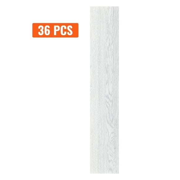 KFFKFF Self Adhesive Vinyl Floor Tiles 36 x 6 inch, 36 Tiles 2.5mm Thick Peel & Stick, Light Gray Wood Grain DIY Flooring for Kitchen, Dining Room