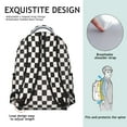 thumbnail image 5 of Black and White Checkered Backpack for School,Cute School Bag,Schoolbag with Adjustable Shoulder Straps & Padded Back,15.3"x11"x7.1".﻿, 5 of 6