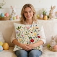 thumbnail image 3 of Luoshdecor Floral Embroidered Throw Pillow Covers，18x18in,Boho Spring Cozy Flower Pillowcase for Living Room Couch Sofa Bed, 3 of 5