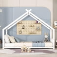 thumbnail image 2 of SESSLIFE Twin-Size House Bed, Metal Twin Platform Bed Frame, House-shaped Design, Tent Bed with Roof and Chimney for Bedroom, No Box Spring Needed, Easy Assembly,White, 2 of 7