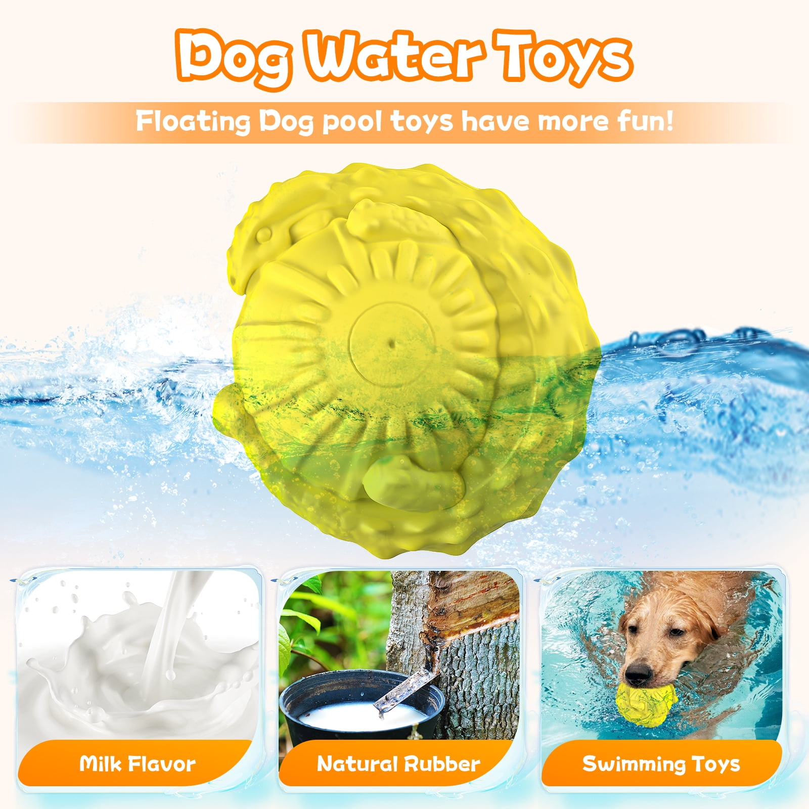 Indestructible Squeaky Dog Balls for Large Dogs – Durable Natural Rubber Chew Toy, Interactive Fetch & Water Play, Milk-Scented, Teeth Cleaning, Aggressive Chewers