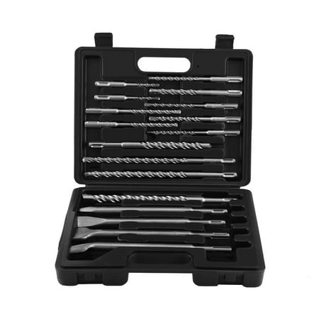 WALFRONT 17pcs Drill Bits and Chisels Set for Electric Rotary Hammers Concrete Drilling Grooving Tools, Electric Hammer Drill Bits,Concrete Drilling (Best Hammer Drill Bits For Concrete)
