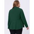thumbnail image 4 of Blazer de talgrande pamujer con solacon muescas, dobladillo con volantes y péplum, paNavidad Verde oscuro 5X, 4 of 5