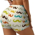 thumbnail image 2 of Wukai Colorful Mustache Print Pack Biker Shorts for Women Yoga Workout Gym Running Scrunch Active Shorts-Small, 2 of 8